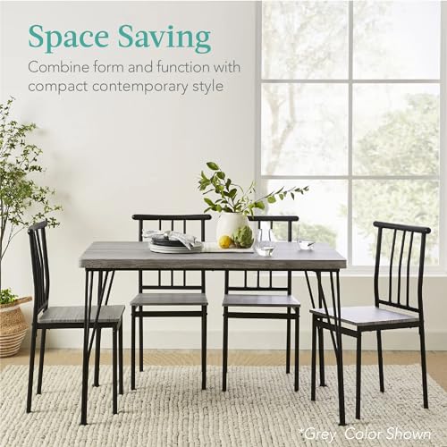 Best Choice Products 5-Piece Metal and Wood Indoor Modern Rectangular Dining Table Furniture Set for Kitchen, Dining Room, Dinette, Breakfast Nook w/ 4 Chairs - Drift Brown