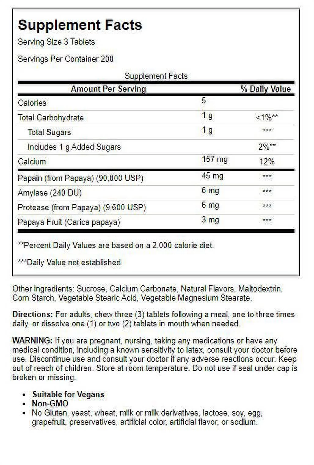 American Health Chewable Original Papaya Enzyme 600 Chwbls