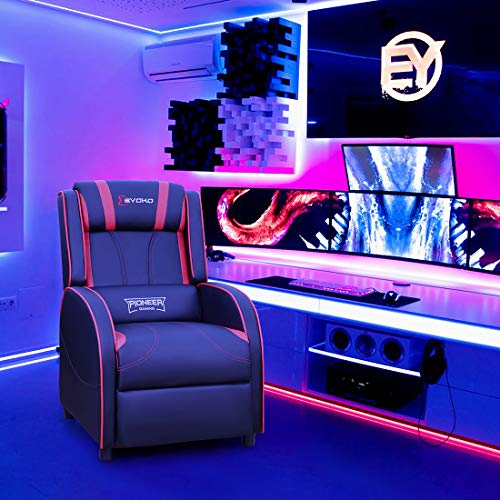 Devoko Massage Gaming Recliner Chair PU Leather Home Theater Seating Single Modern Living Room Sofa Recliners (Red)