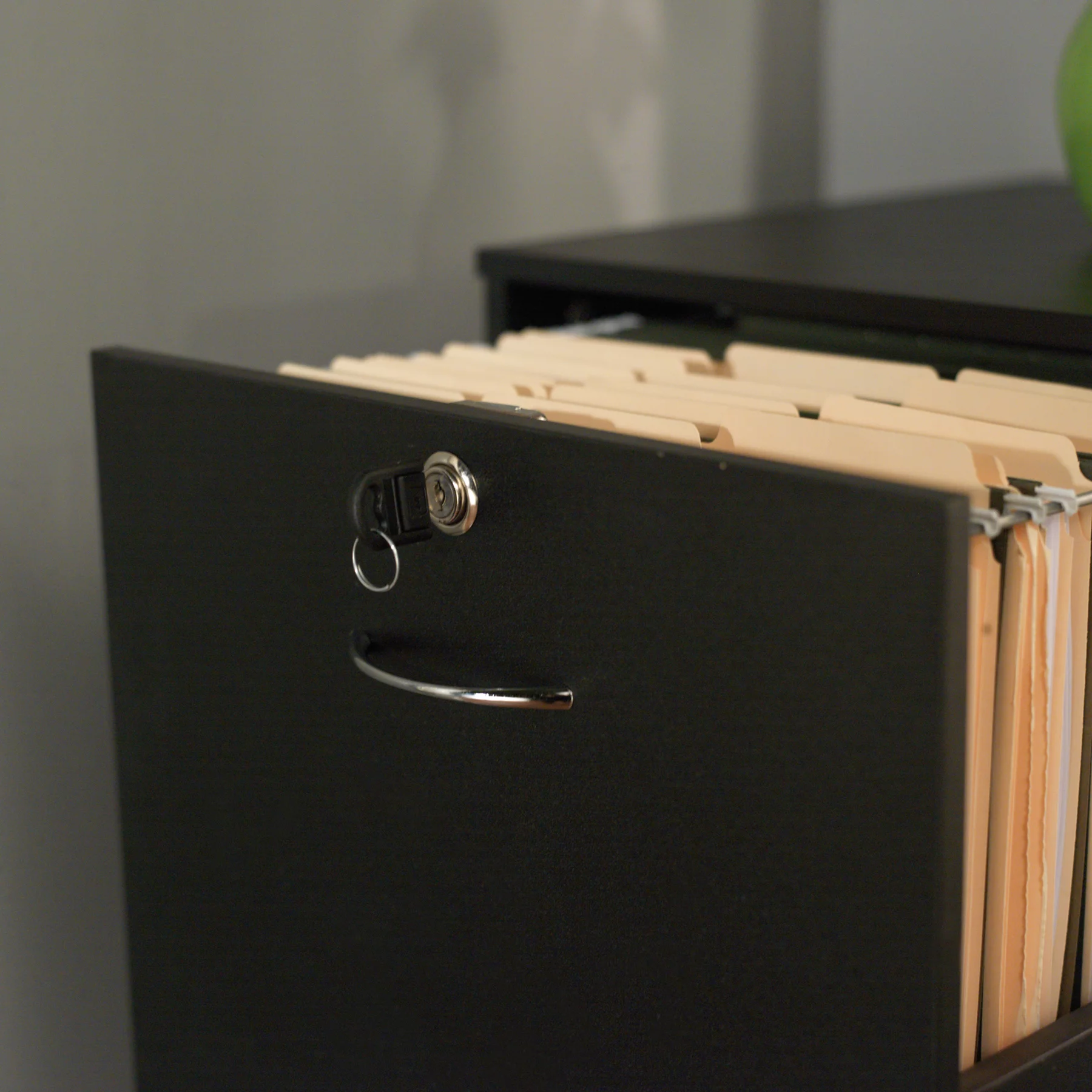 Wilson 4 Drawer Wood Vertical Lockable Filing Cabinet, Black