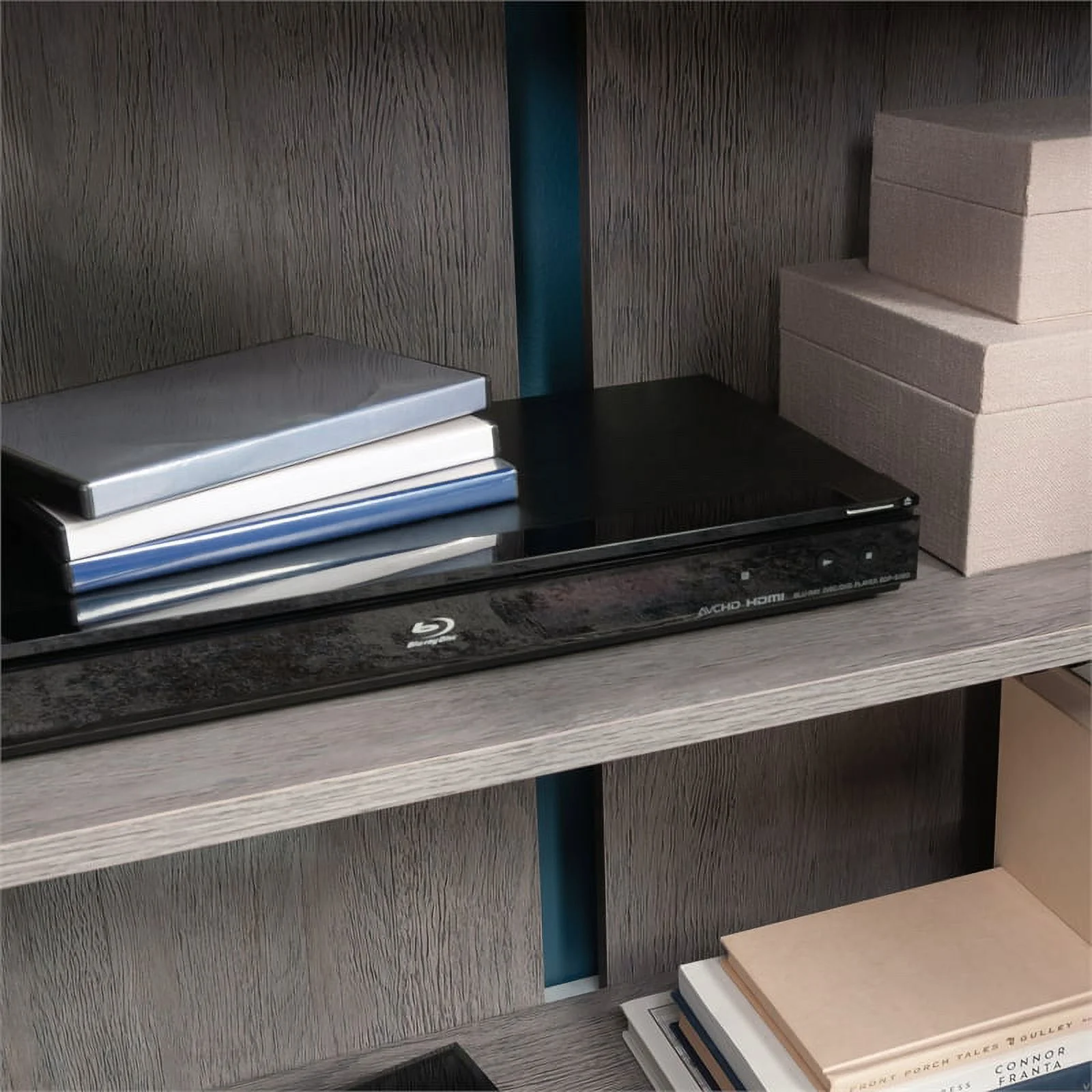 Pemberly Row Modern Engineered Wood Credenza in Ashen Oak Finish