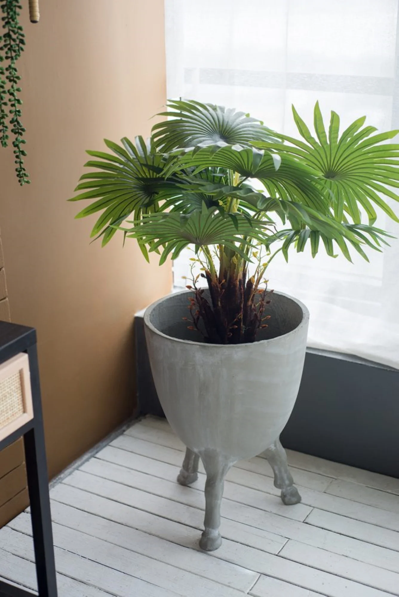 CC Home Furnishings Tri Leg Cement Floor Planter - 22