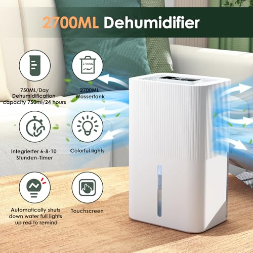 Portable Home Dehumidifier for Basements|91 OZ Tank|900 sq.ft Coverage|Quiet Smart Design with Auto Shut-Off White