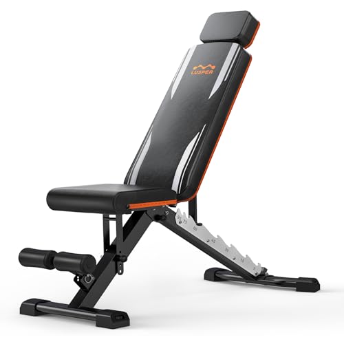 Lusper Weight Bench for Home Gym, Adjustable and Foldable 700LB/800LB Weight Bench, Multi-Purpose Workout Bench for Bench Press Sit up Incline Flat Decline