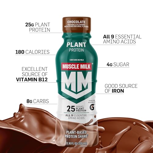 Muscle Milk Plant Based Protein Shake, Vanilla Caramel, 11.16 Fl Oz (Pack of 12)