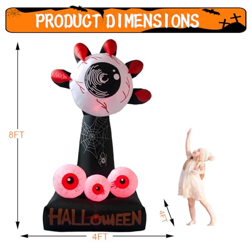 LANGXUN 8ft Skeleton Pumpkin with Ghosts 2025 Halloween Inflatable Decorations - Giant LED-Lit Outdoor Indoor Yard Decor for Lawn, Garden, Patio Holiday Parties