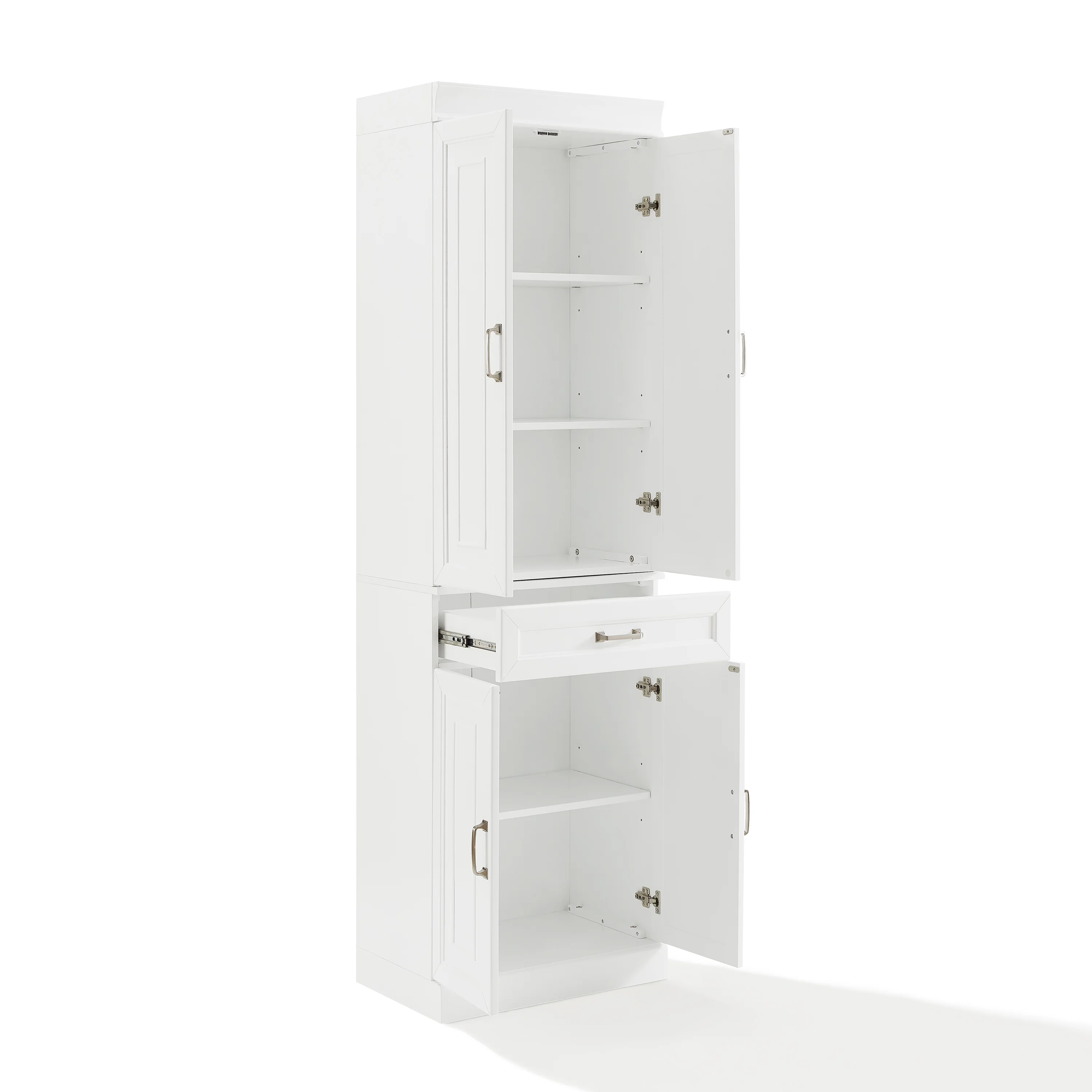 Crosley Furniture Stanton Traditional MDF Wood Pantry in White (Set of 2)