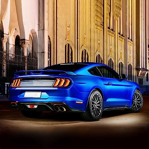 VLAND LED Rear Lights Compatible with Mustang 2015-2023 w/Sequential Amber/Red Turn Signal (5 Lighting Modes Switchable), Transparent Lens Taillight Assembly, Passenger&Driver Sides