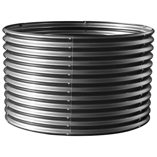 Land Guard 8x4x3ft Oval Galvanized Raised Garden Beds, Large-Capacity Metal Planter Box Outdoor, Durable Deep Raised Garden Bed 3ft Tall, Raised Beds for Gardening Vegetables, Cream Yellow