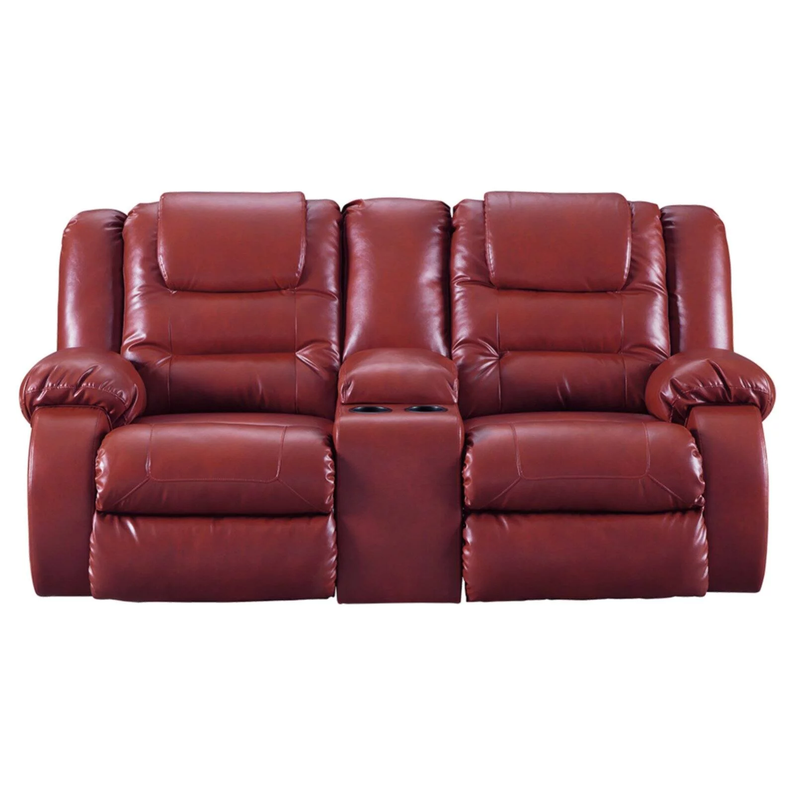 Signature Design by Ashley Vacherie Reclining Loveseat with Console in Chocolate