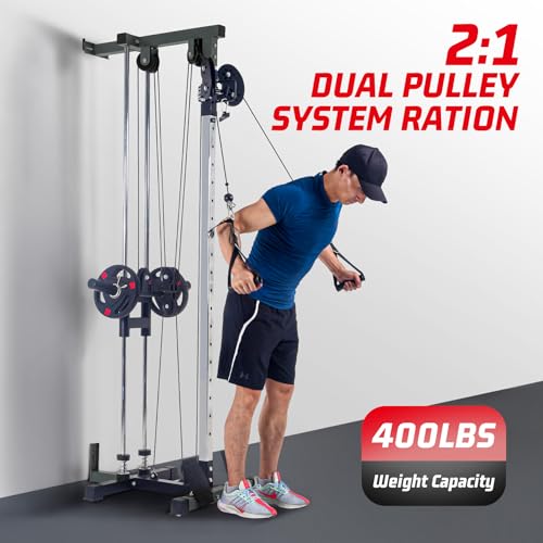 Wall Mount Cable Machine,LAT Power Cable Machine, LAT Pull Down and LAT Row LAT Tower,Cable Crossover Machine with 20 Positions,LAT Pulldown Machines for Home Gym Total Body Training