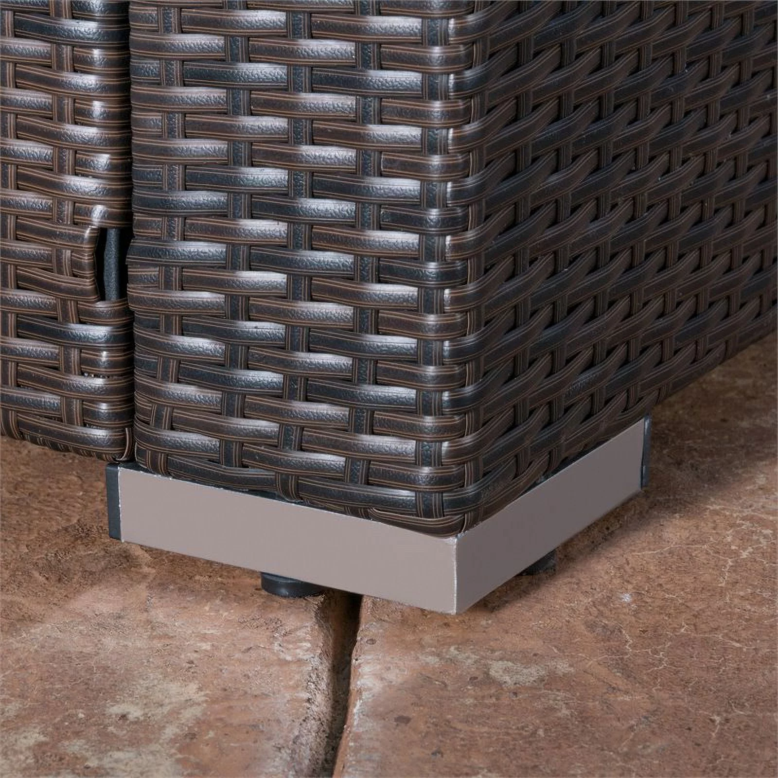 Santa Rosa Multibrown Wicker 5 Seater Sectional Sofa Set with Beige Cushions