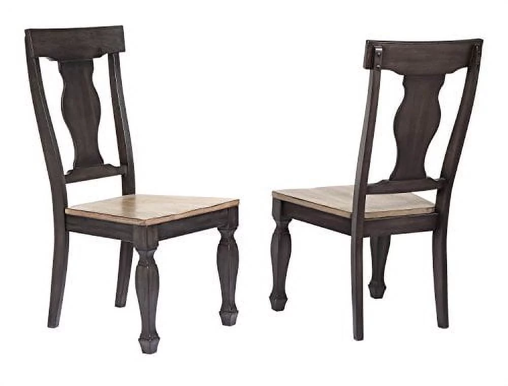 Kings Brand Alleyton Charcoal & Oak Wood Dinette Dining Room Side Chairs, Set of 2