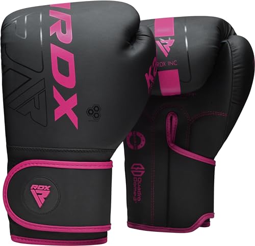 RDX Women Boxing Gloves, Pro Training Sparring, Maya Hide Leather, Muay Thai MMA Kickboxing, Adult, Heavy Punching Bag Focus Mitts Pads Workout, Ventilated Palm, Multi Layered, 8 10 12 14 16 Oz