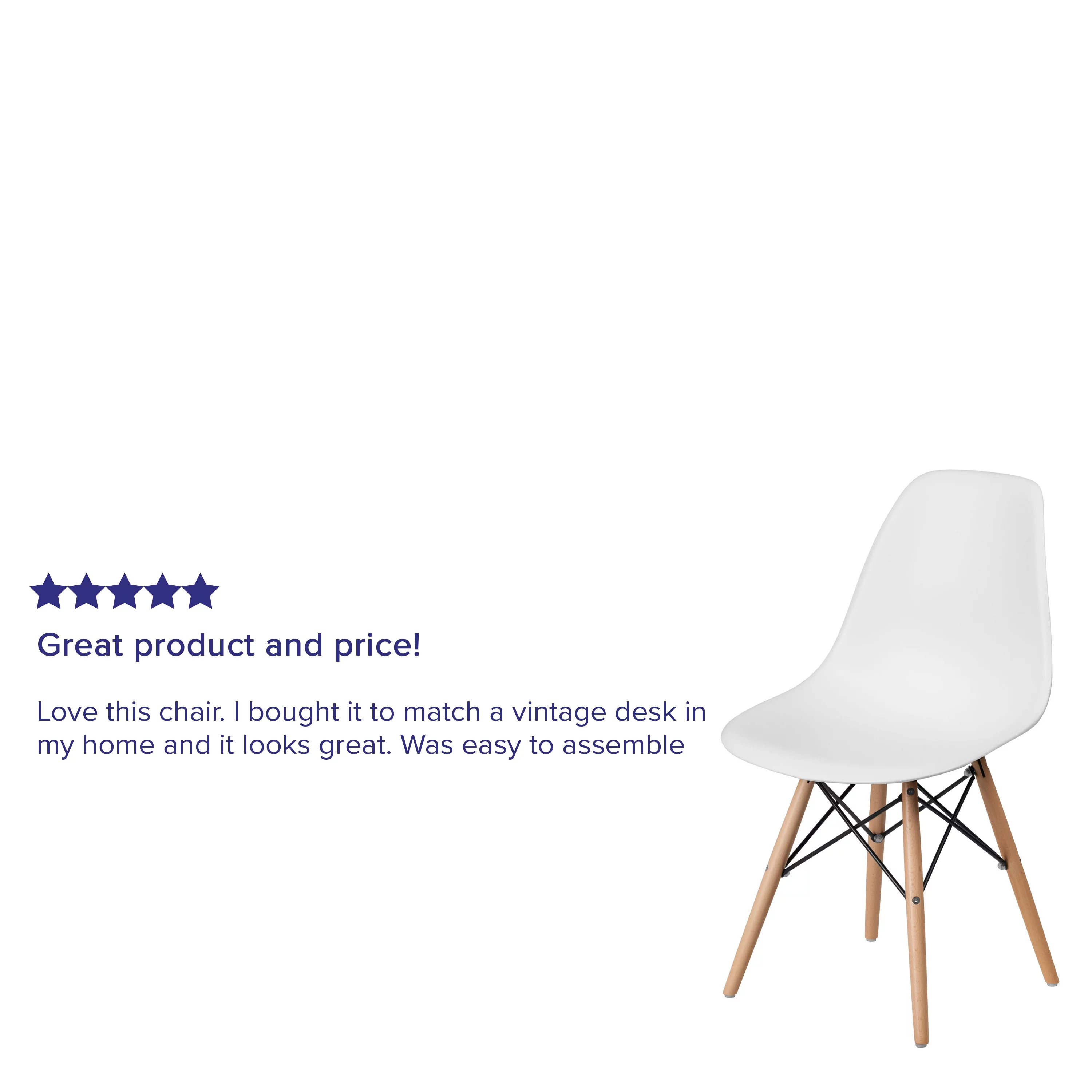 BizChair 2 Pack White Plastic Chair with Wooden Legs