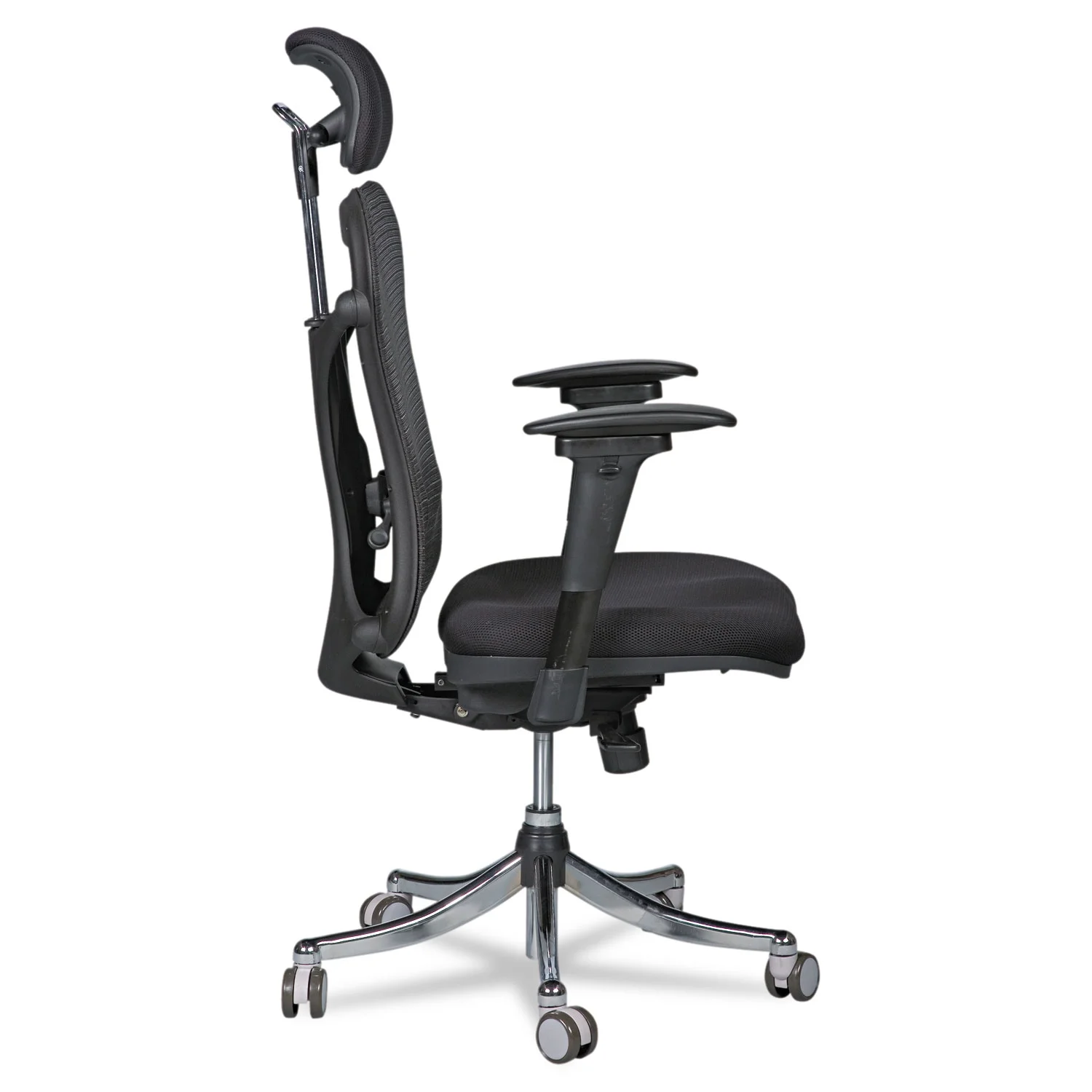 BALT Ergo Ex Executive Office Chair, Mesh Back/Upholstered Seat, Black/Chrome