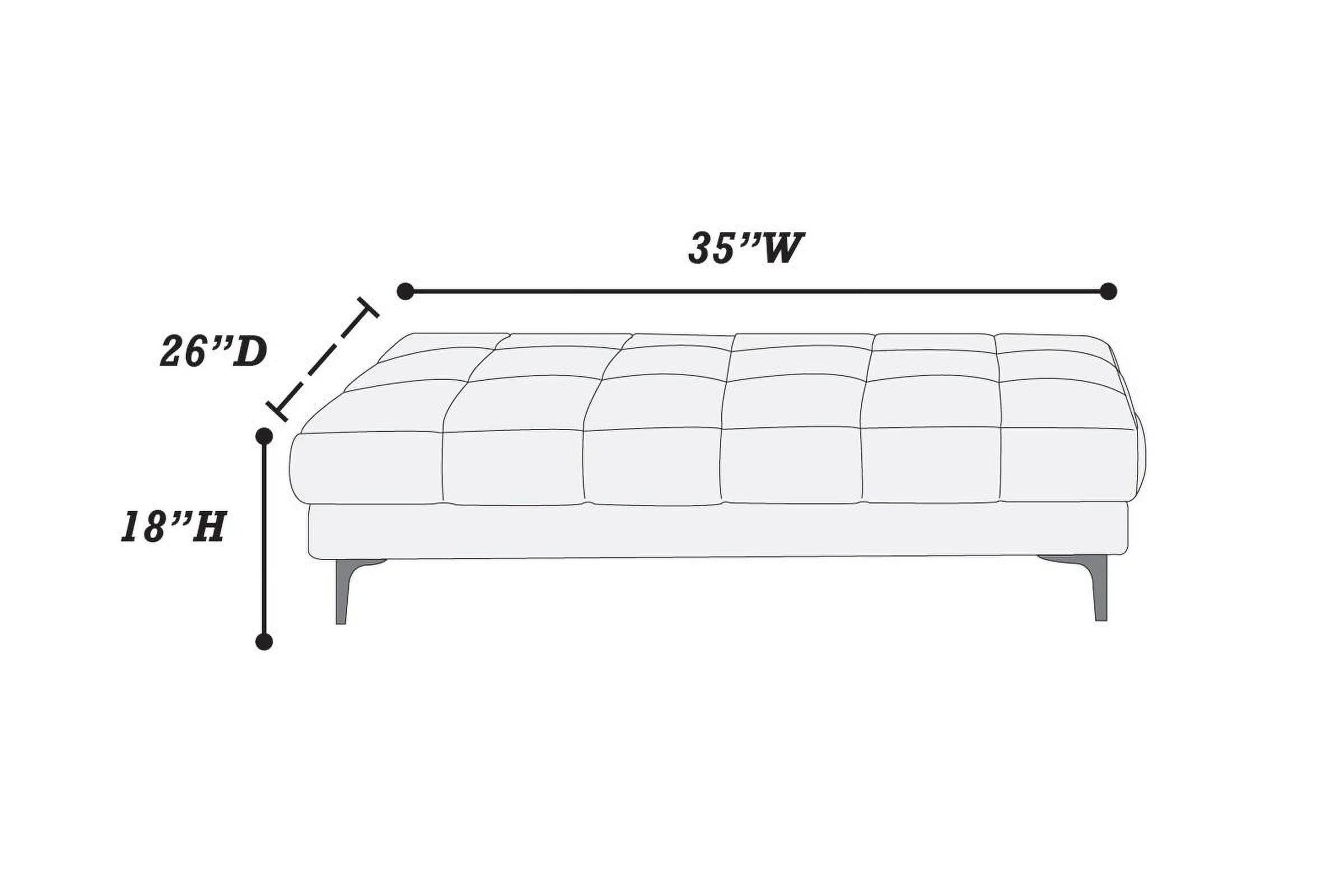 CoSoTower Black Bonded Leather Extra Large Ottoman Metal Legs 1Pc Ottoman