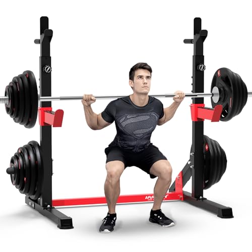 HARISON Heavy Duty Squat Rack, Bench Press Rack, Adjustable Barbell Rack for Home Gym,Multi-functional Half Rack Weight Lifting, Power Rack