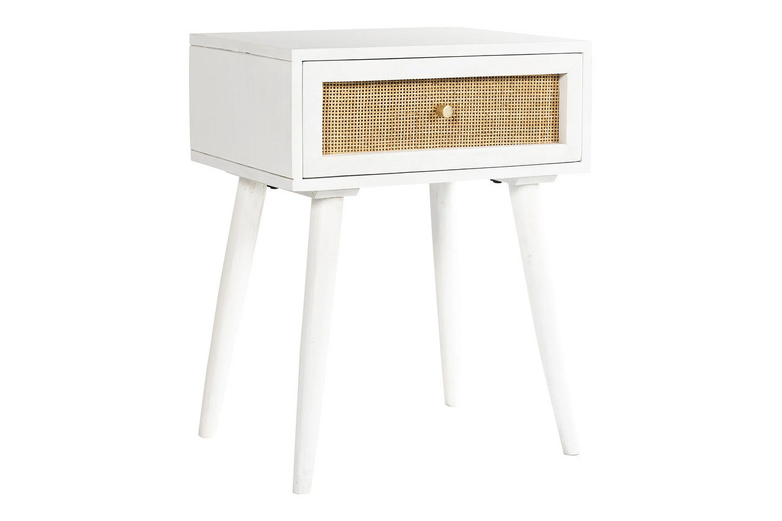 Inmod Mid-Century Modern Serafina 1-Drawer Nightstand, White