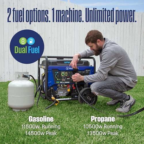 Westinghouse 12500 Peak Watt Tri-Fuel Home Backup Portable Generator, Remote Electric Start, Transfer Switch Ready, Gas, Propane, and Natural Gas Powered
