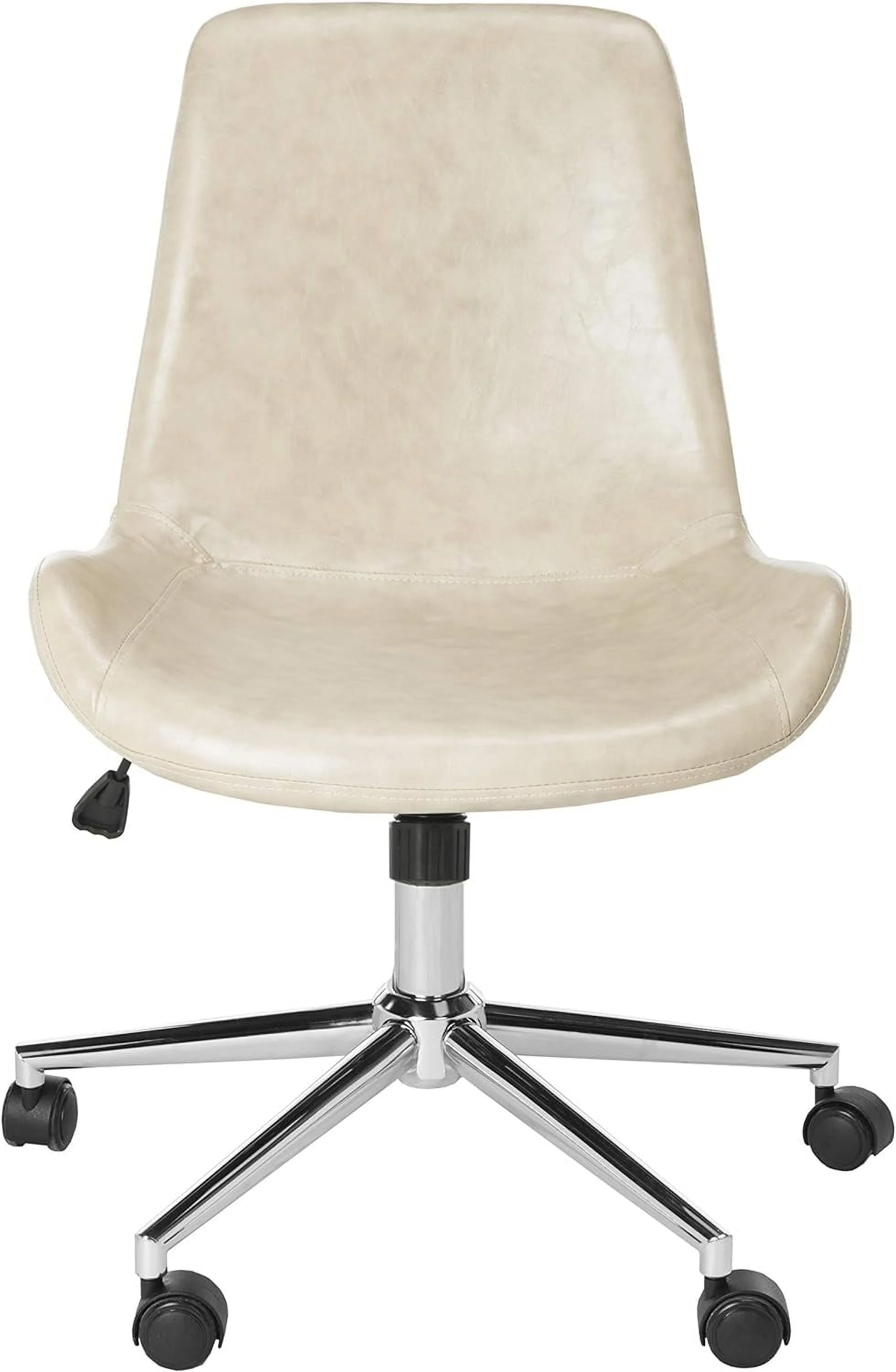 home collection fletcher beige faux leather/ chrome swivel adjustable height office desk chair