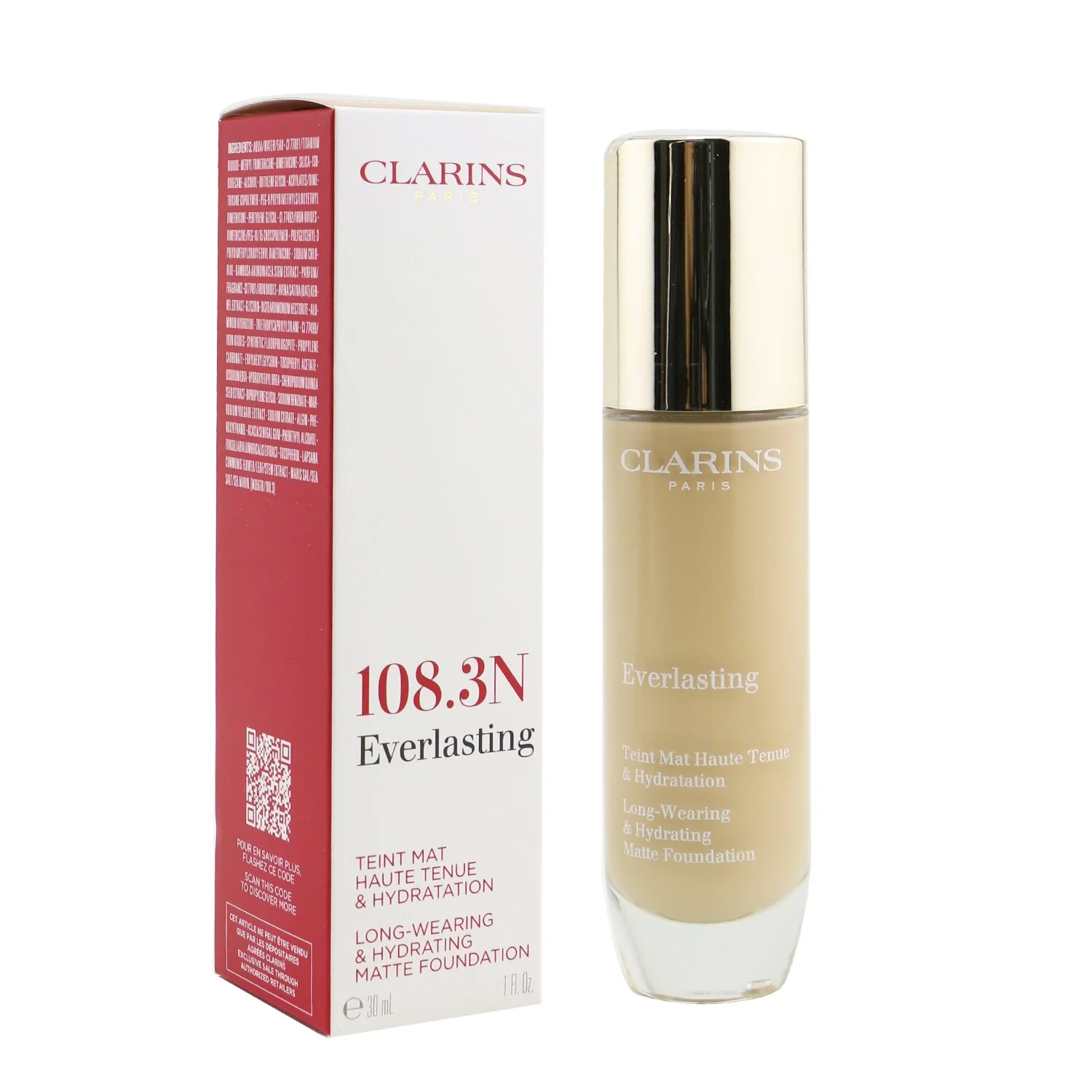 Clarins Everlasting Long Wearing & Hydrating Matte Foundation - # 109C Wheat  30ml/1oz