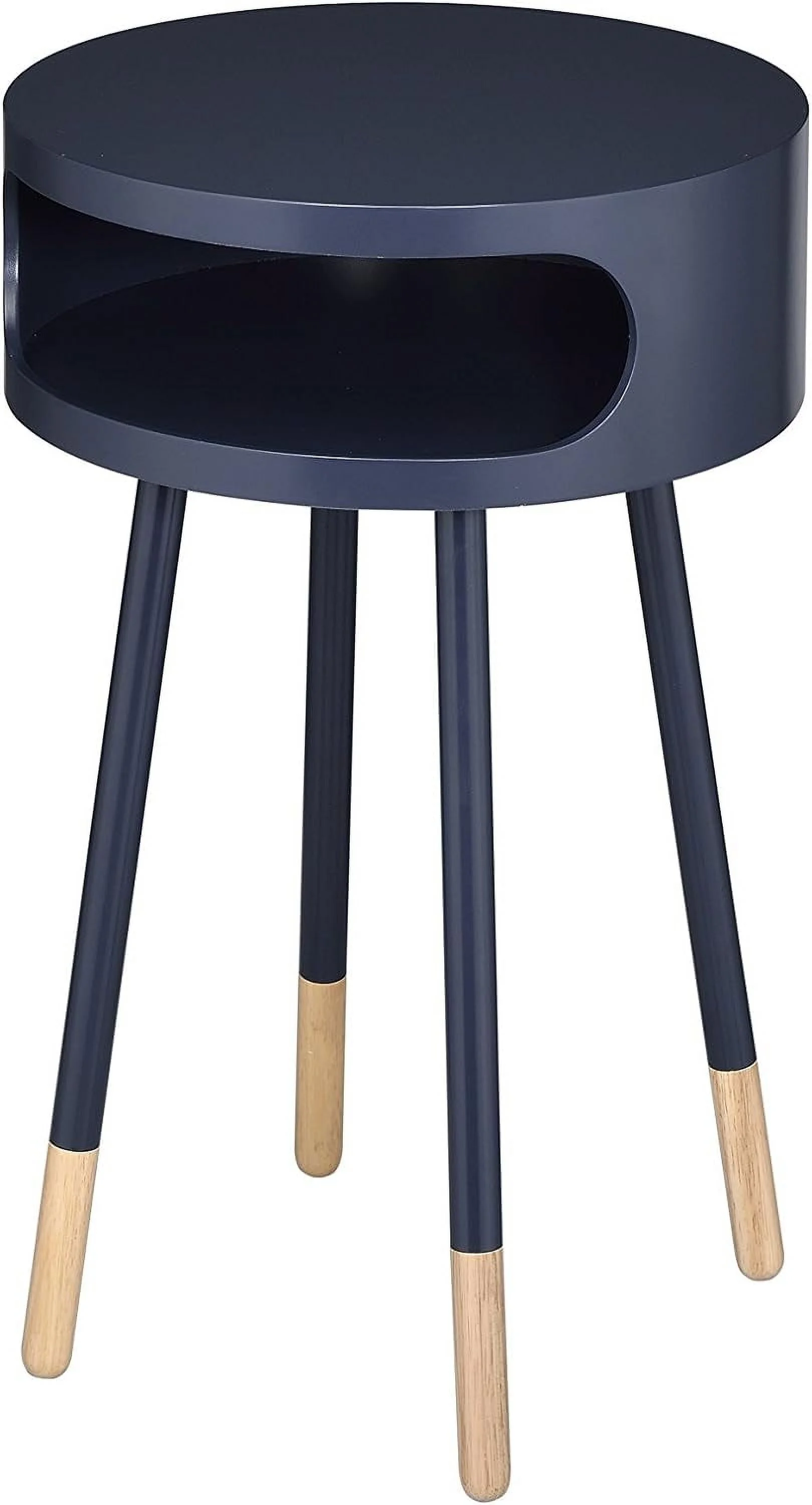 Sonria Wood Round End Table With Open Compartment In Black  Natural