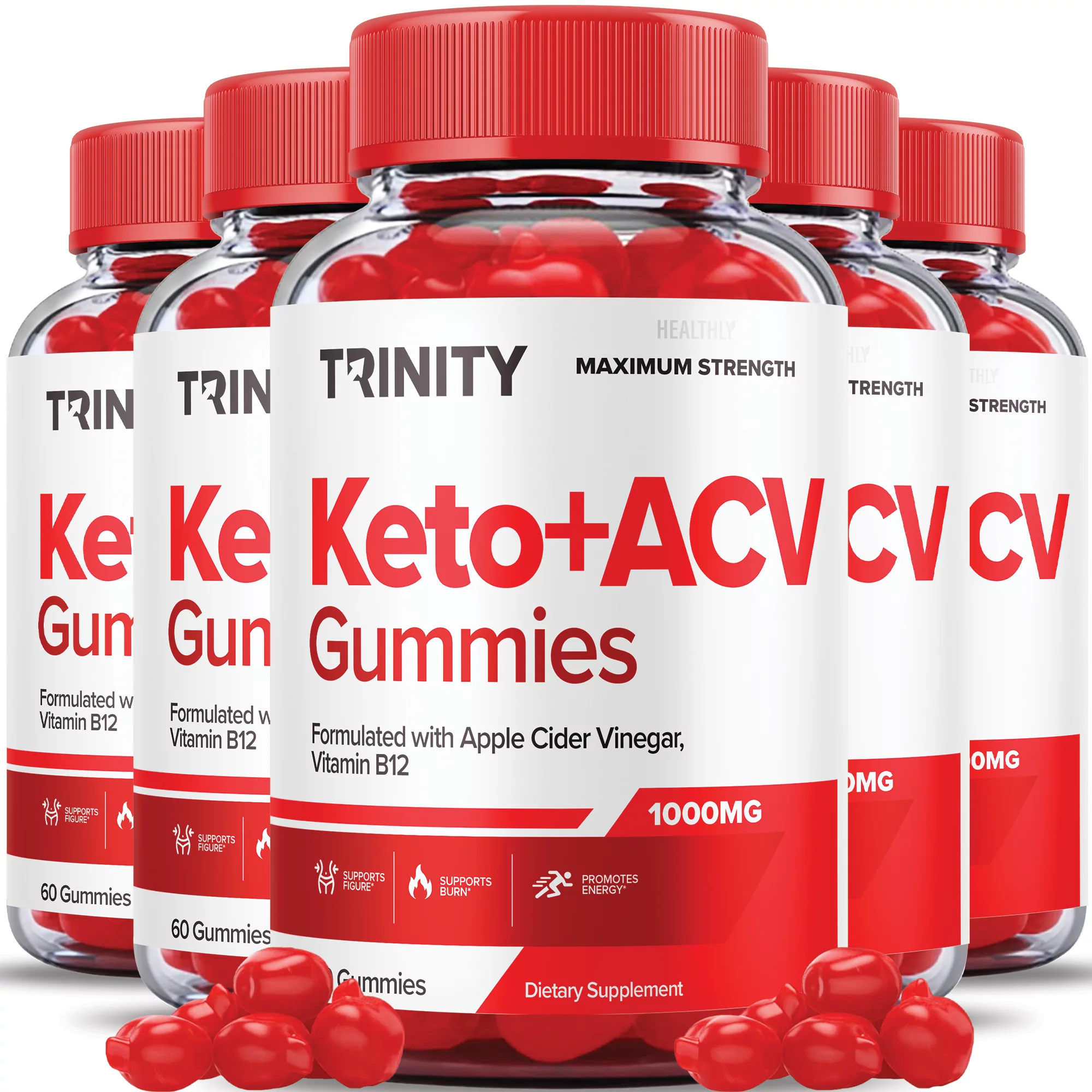 (5 Pack) Trinity Keto Gummies Advance Weight Loss ACV Apple Cider Vinegar Vegan Formula 300 Gummies