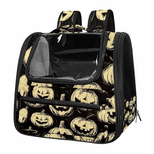 Halloween Pumpkin Pet Travel Carrier | Ventilated Comfortable Design with Safety Features | Ideal for Small to Medium Sized Pets Cats, Dogs etc