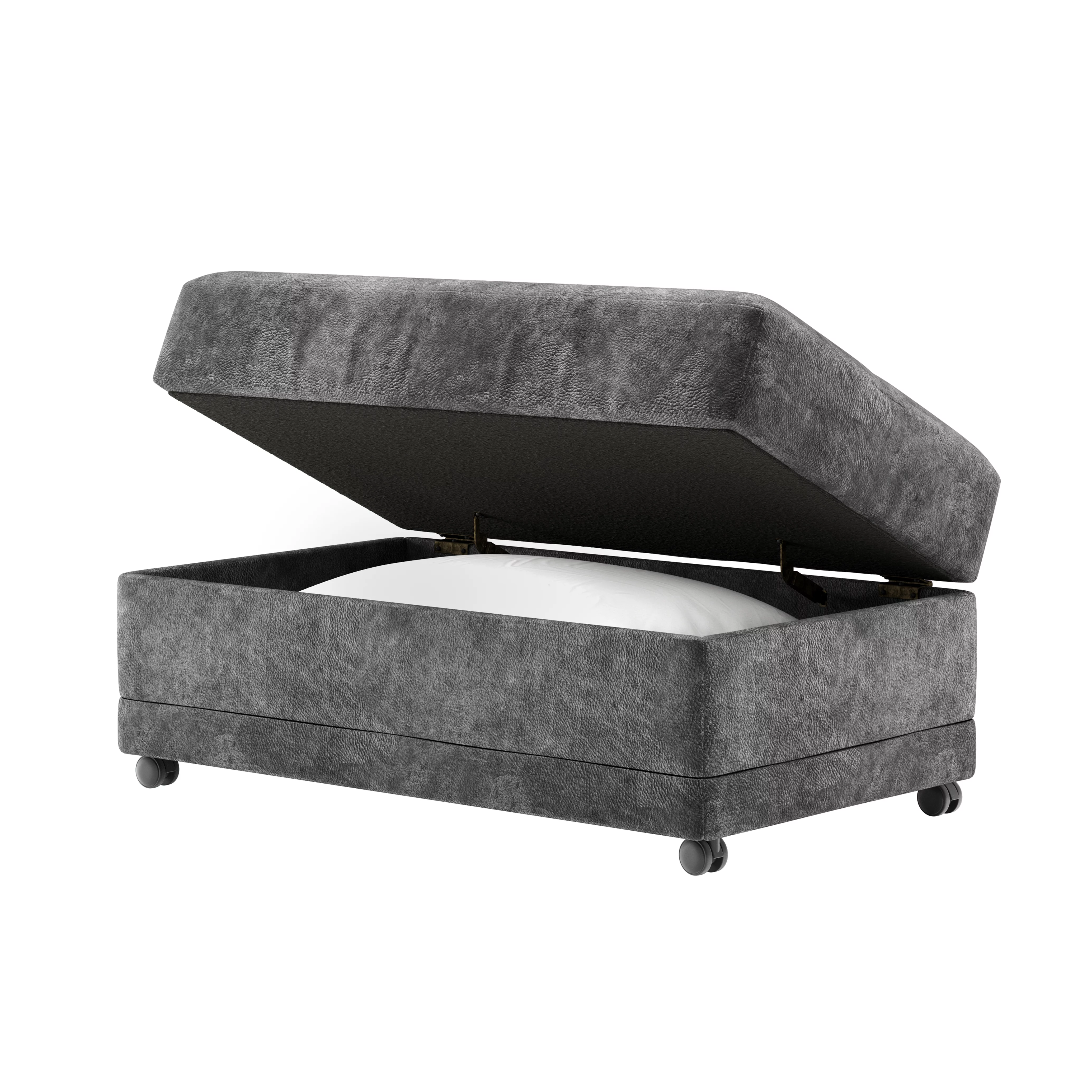 Roundhill Furniture Bonarse Fabric Storage Ottoman with Casters in Wonderland Slate