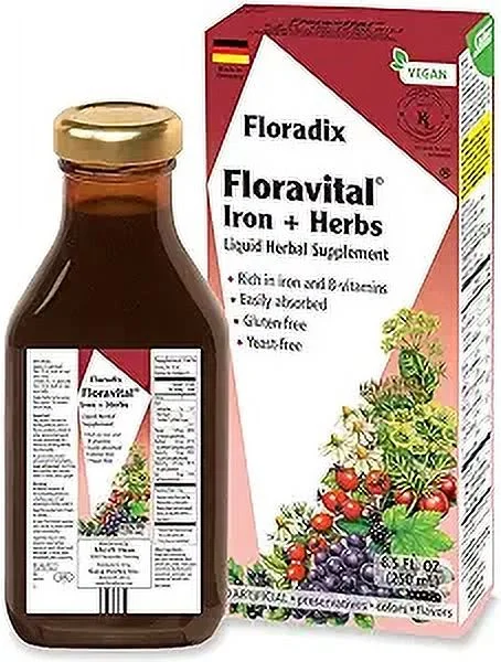 Floradix Floravital Iron And Herbs Liquid Vegetarian Supplement, Support Energy, 8.5 Oz..