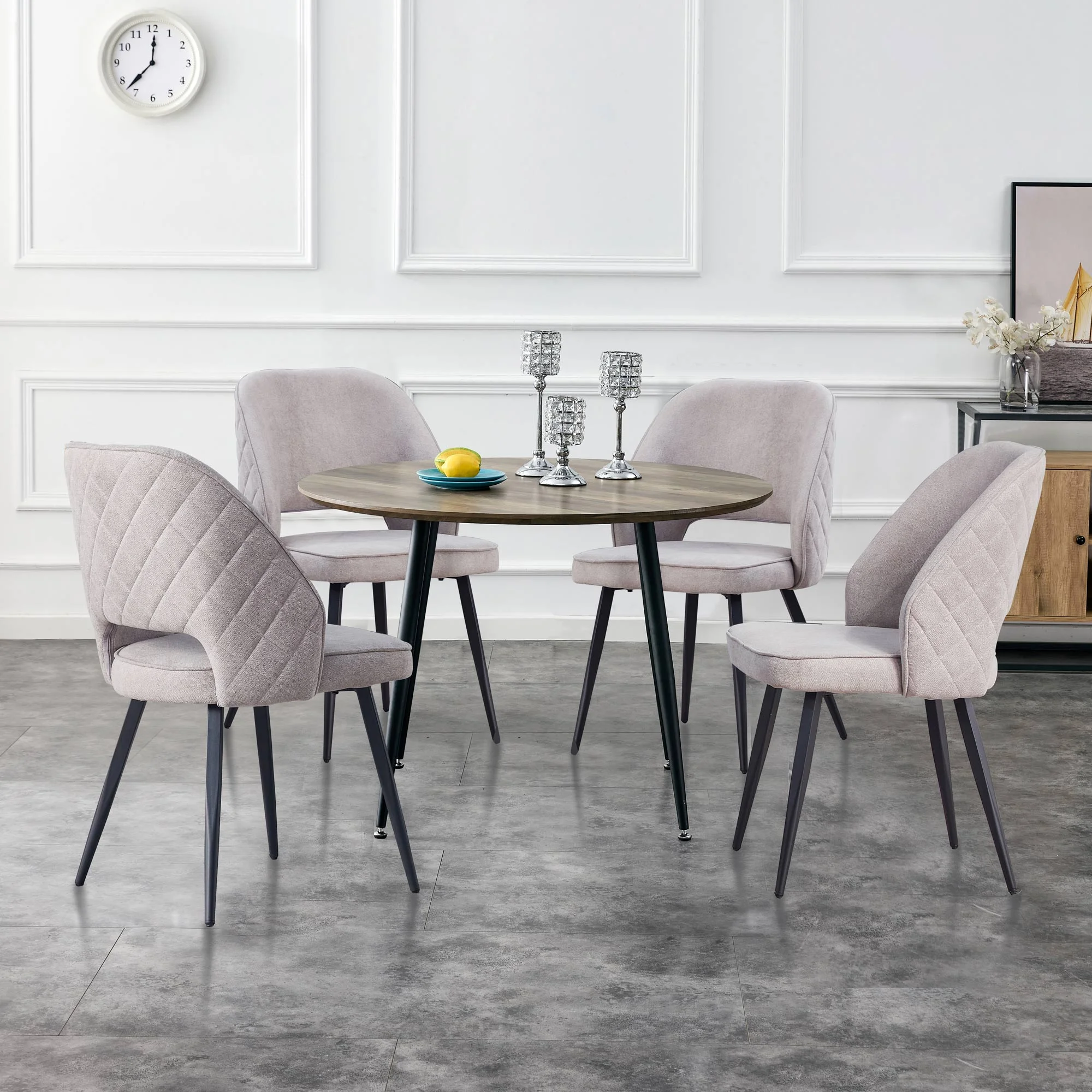 Diameter 44.8 inch MDF Modern simplicity roundI Imitation wood grain dining table.Applicable 6-8 persons to dining room and meeting room.