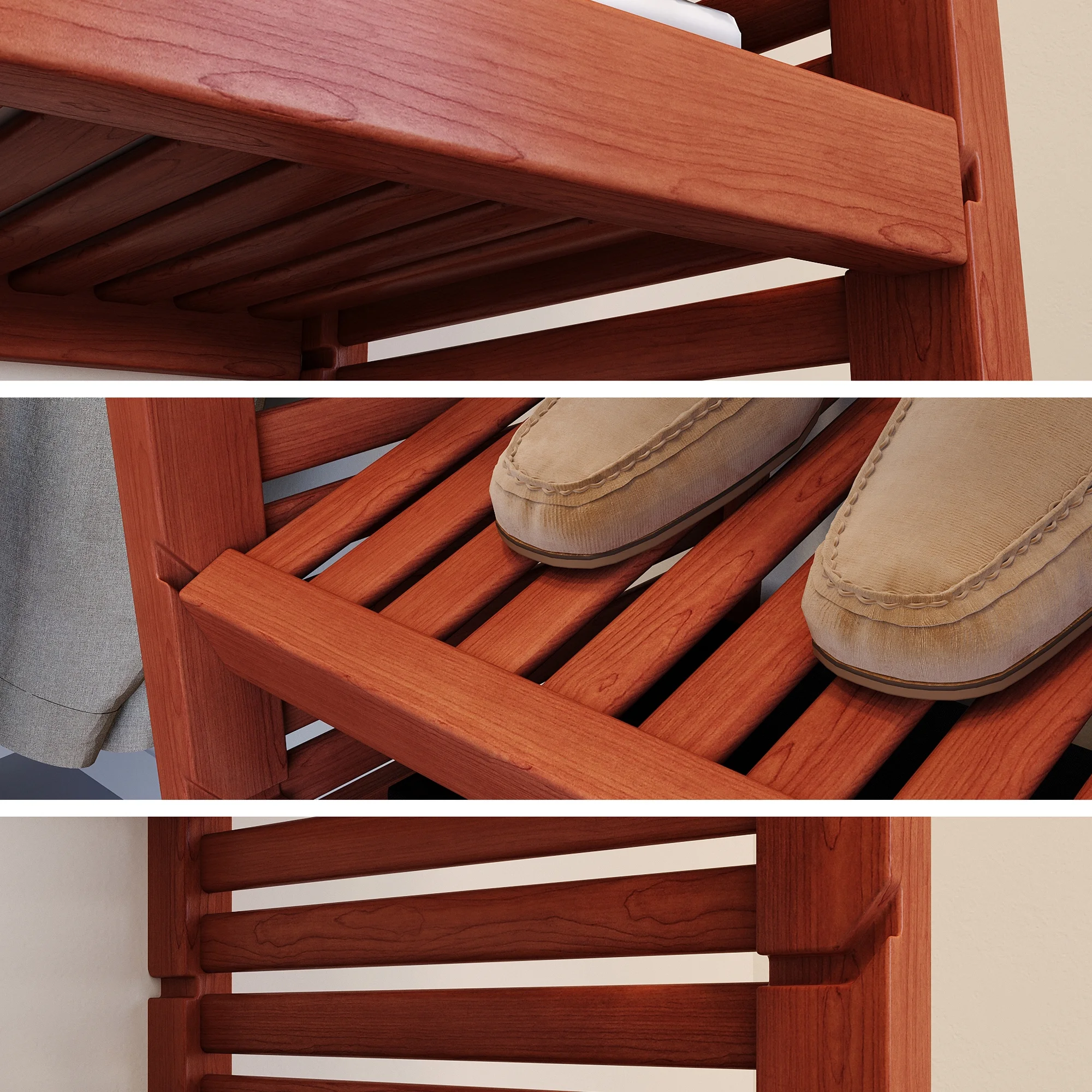 John Louis Home 12 Inch Deep Solid Wood Simplicity Closet System Red Mahogany Finish