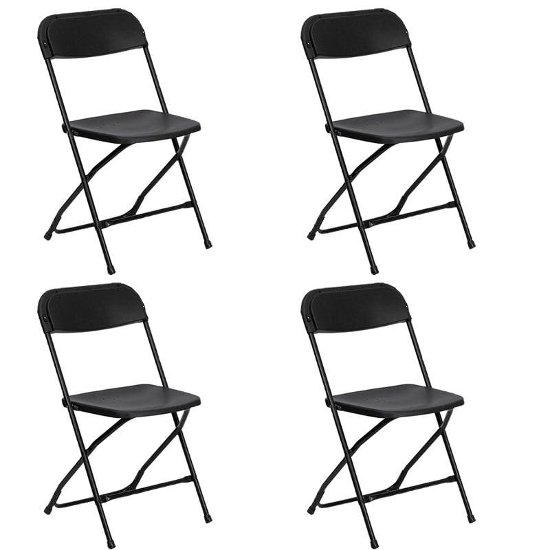 Heavy Duty Poly Plastic Stackable Folding Chairs | Blue | for Event, Banquet, and Wedding| 700-Pound Capacity | 4 Pack