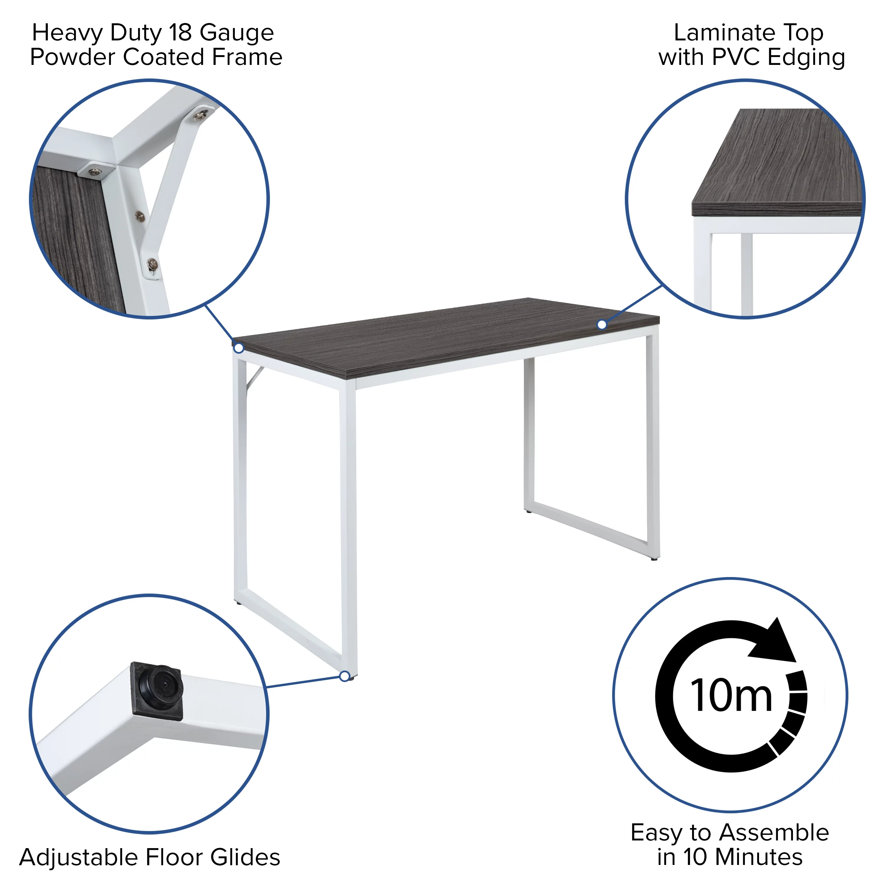 BizChair Industrial Modern Desk - Commercial Grade Office Computer Desk and Home Office Desk - 47