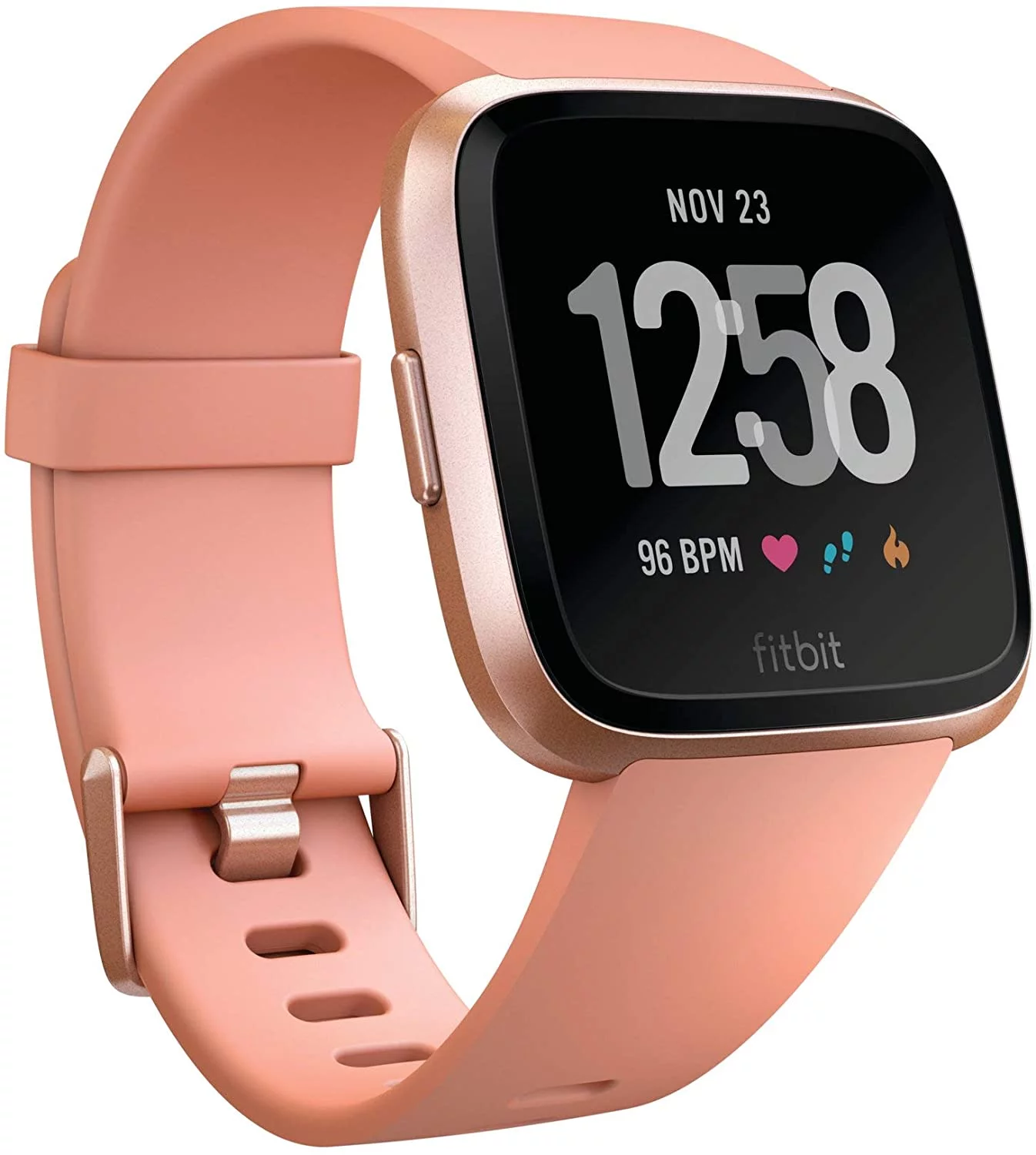 (Used) Fitbit Versa Smart Watch, Peach/Rose Gold Aluminium, One Size (S & L Bands Included)