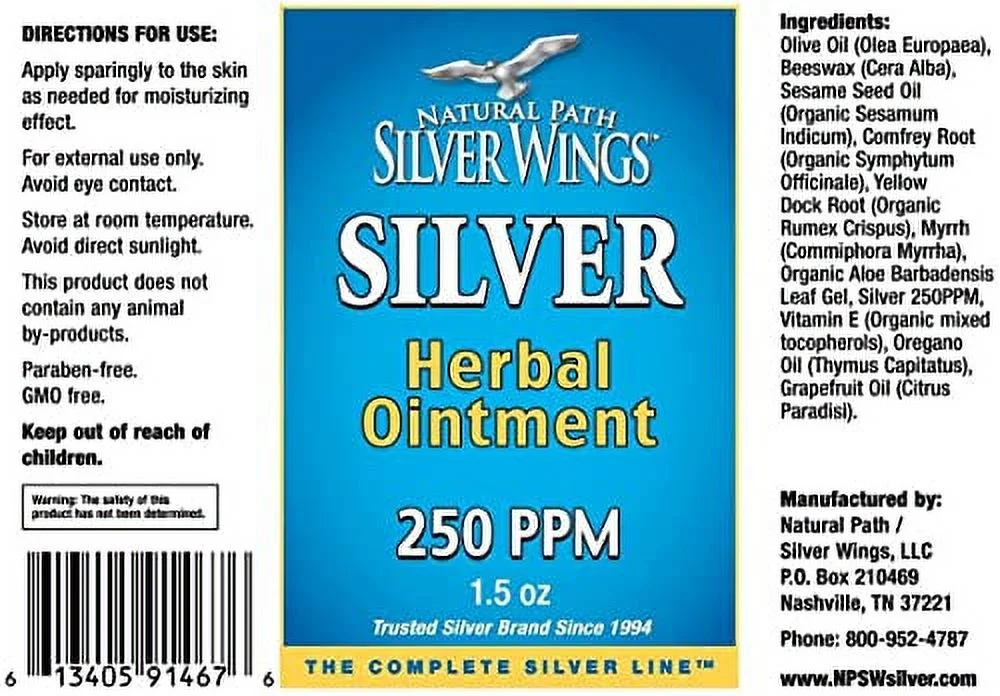 Natural Path Silver Wings Colloidal Silver 500PPM 16Oz + Herbal Ointment 250PPM
