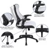 Emma + Oliver High Back Designer White Mesh Executive Ergonomic Office Chair - Adjustable Arms