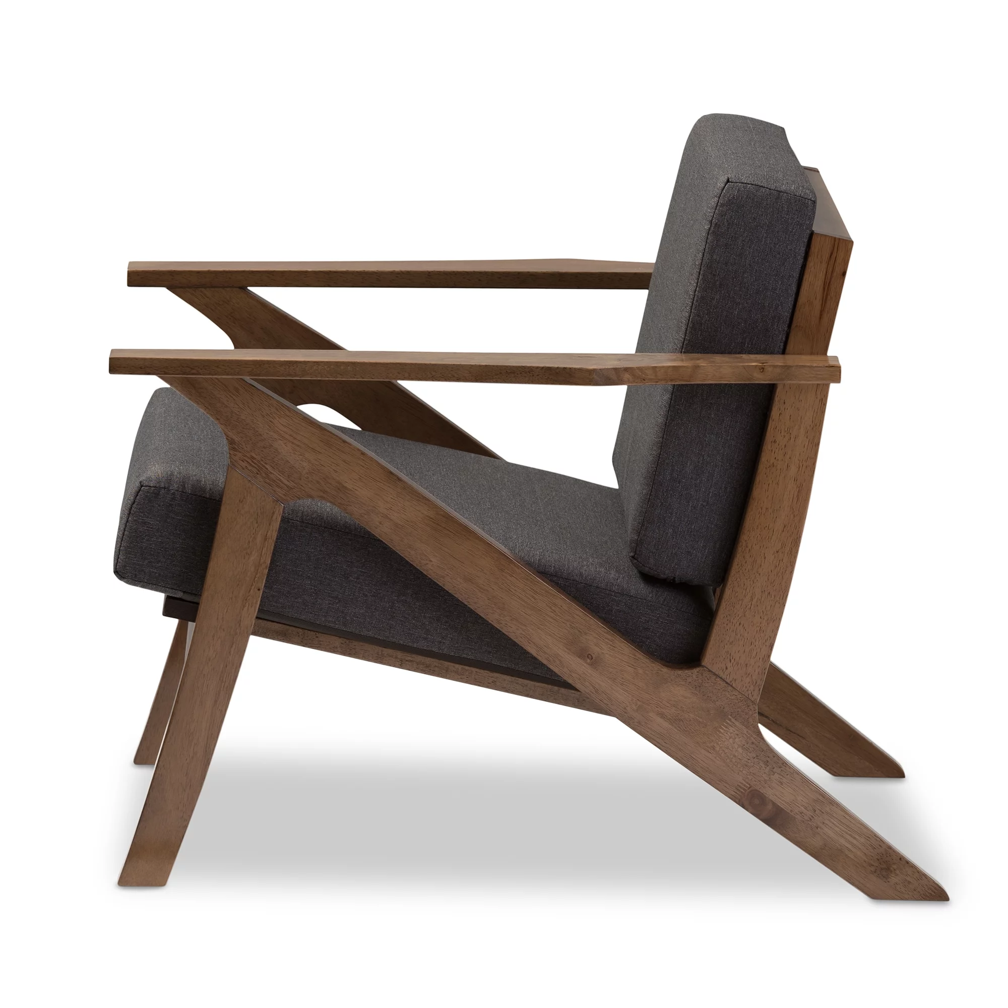 Baxton Studio Cayla Lounge Chair, Gray and Walnut Brown