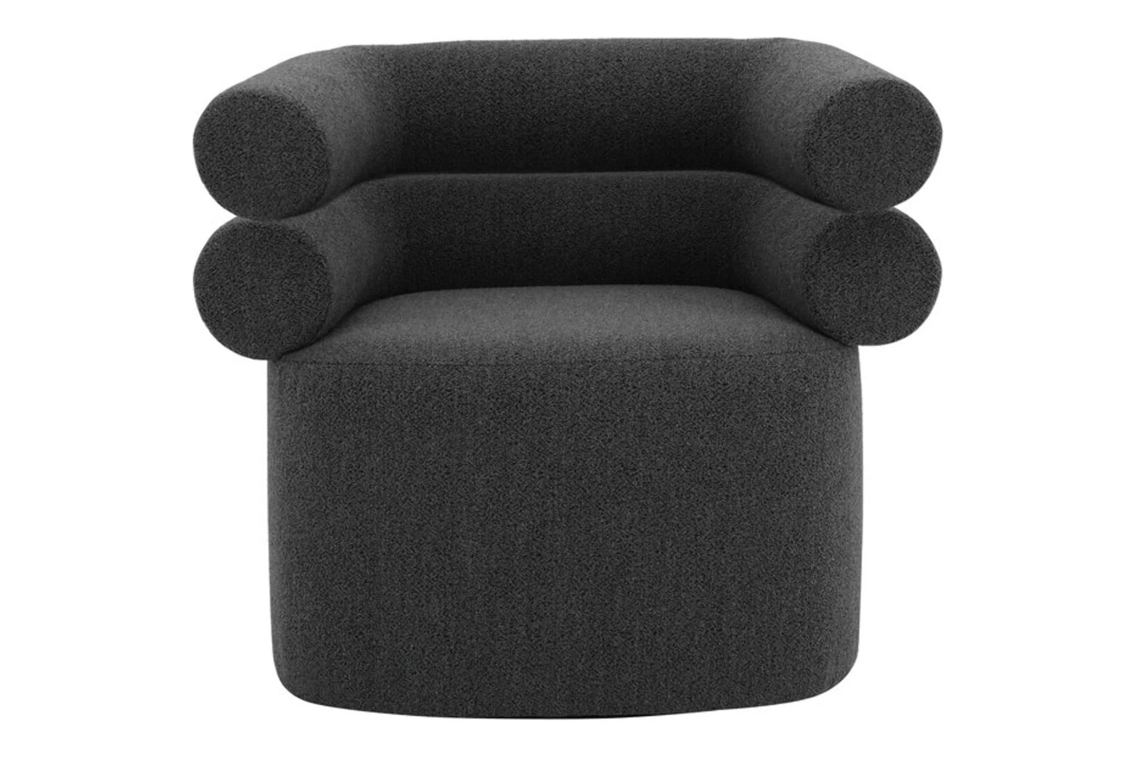 Julius Swivel Chair in Black Boucle