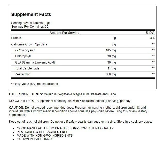 Zhou Spirulina 3,000 mg 180 Tabs