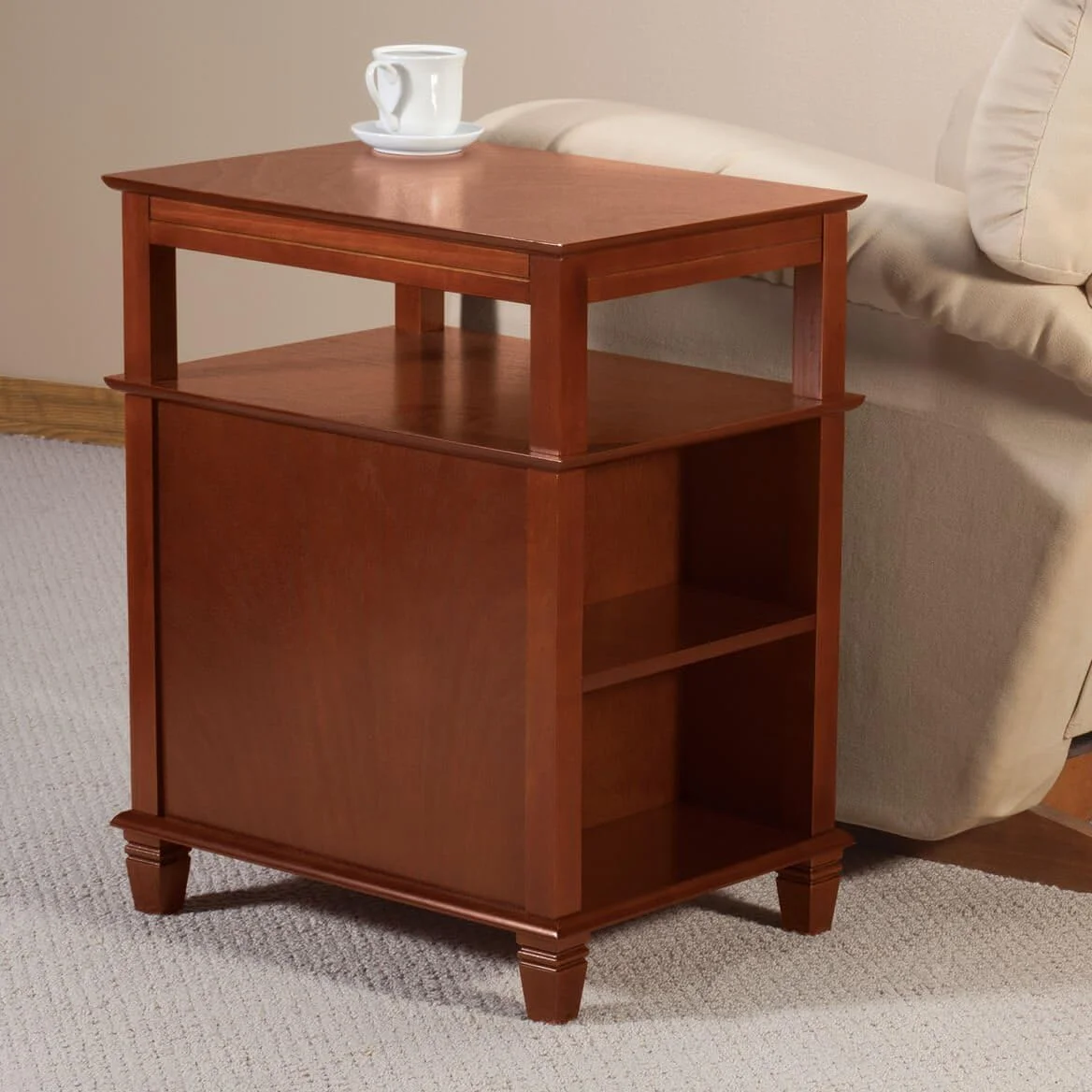 Miles Kimball Appleton Recliner Table With Slide-Out Shelf Mahogany