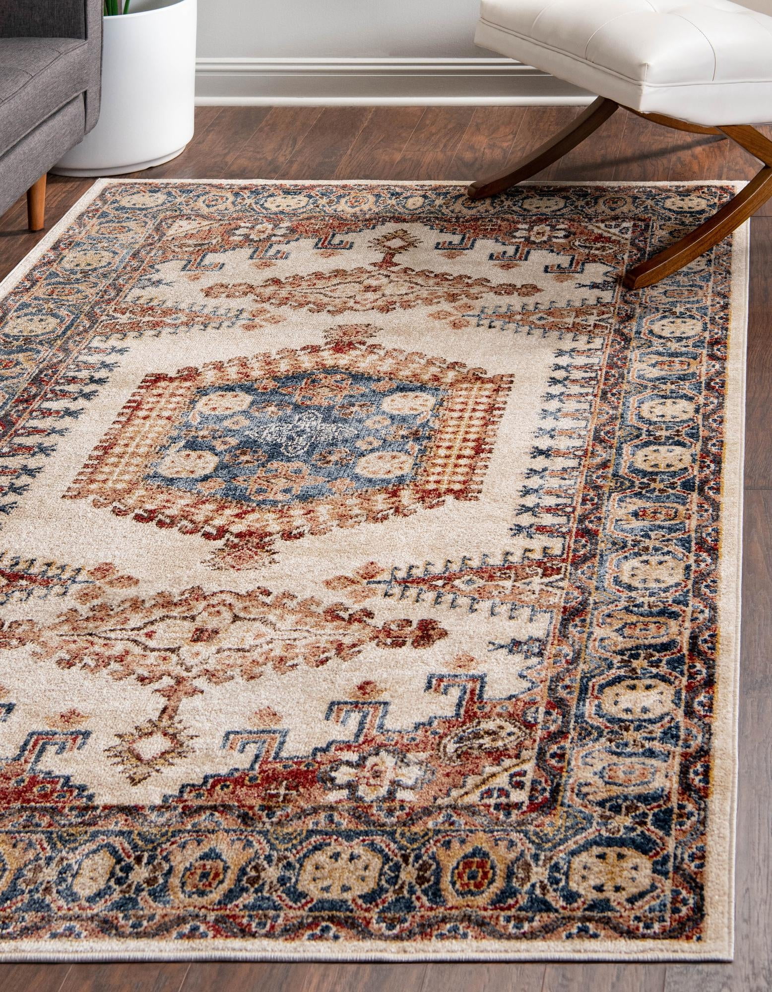 Rugs.com Eden Collection Rug – 7' x 10' Cream Medium Rug Perfect For Bedrooms, Dining Rooms, Living Rooms