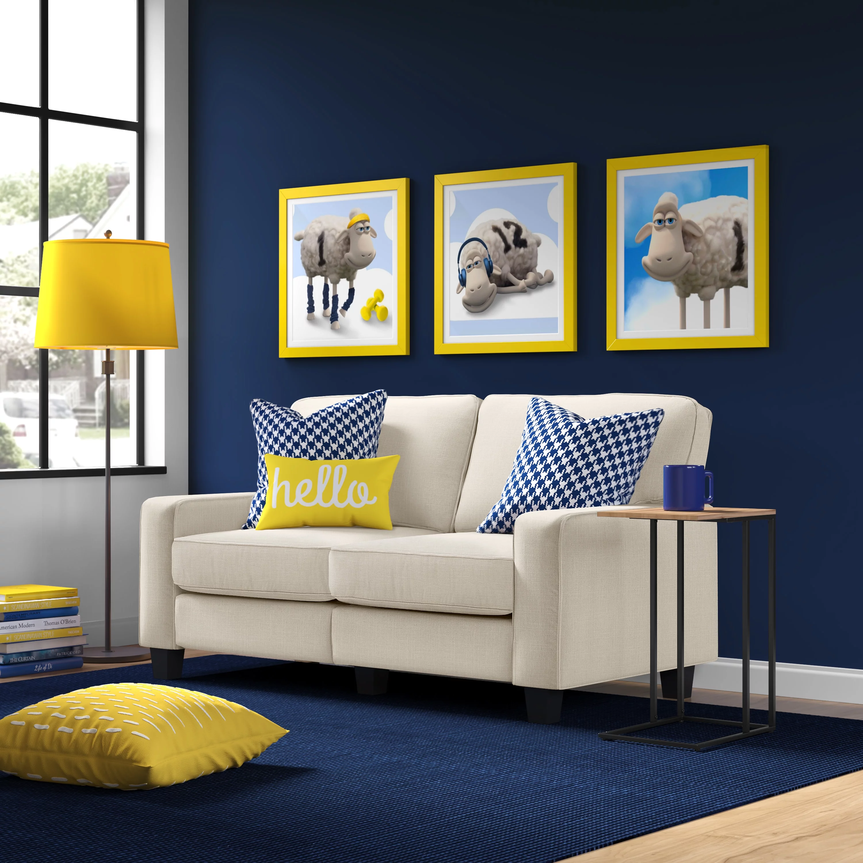 Serta Palisades Modern Track Arm 61-inch Loveseat, Buttercream Fabric