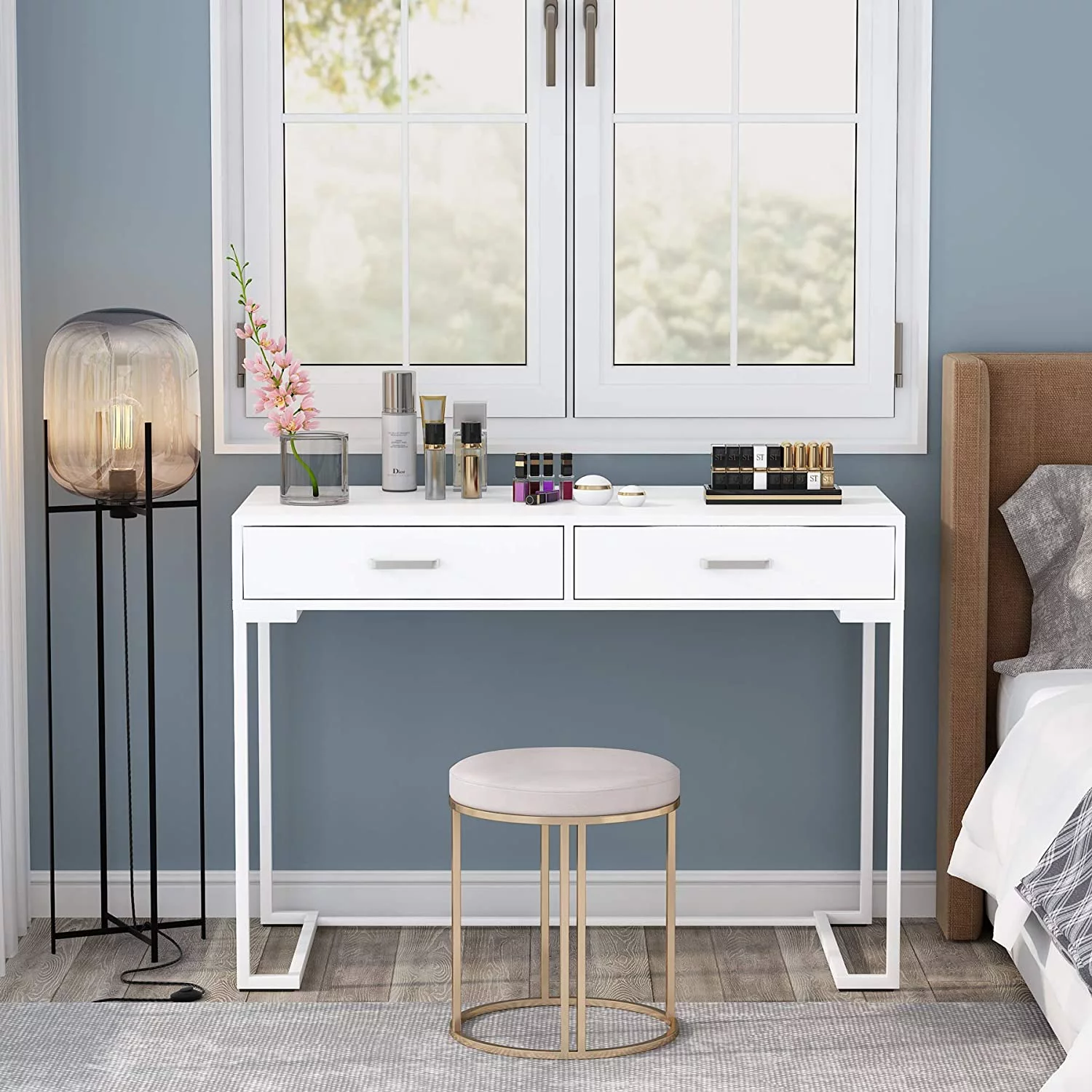 Computer Desk with Drawers, Writing Desk White Desk Study Desk, Simple and Modern White Desk