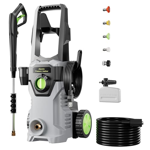 Pressure Washer, Patoolio Power Washer with 4 Quick Connect Nozzles，Electric Pressure Washer with Foam Cannon for Cars/Fences/Driveways/Patios/Home Cleaning