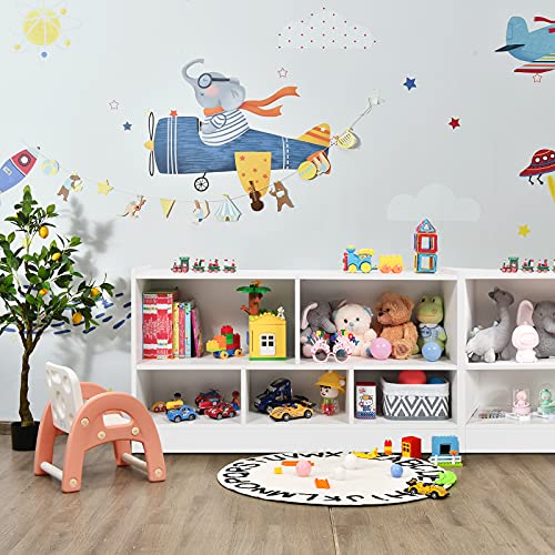 Costzon Toy Storage Organizer for Kids, 5-Section School Classroom Storage for Organizing Books Toys, Wooden Kids Bookshelf Daycare Furniture for Preschool, Playroom, Nursery, Kindergarten (Burlywood)