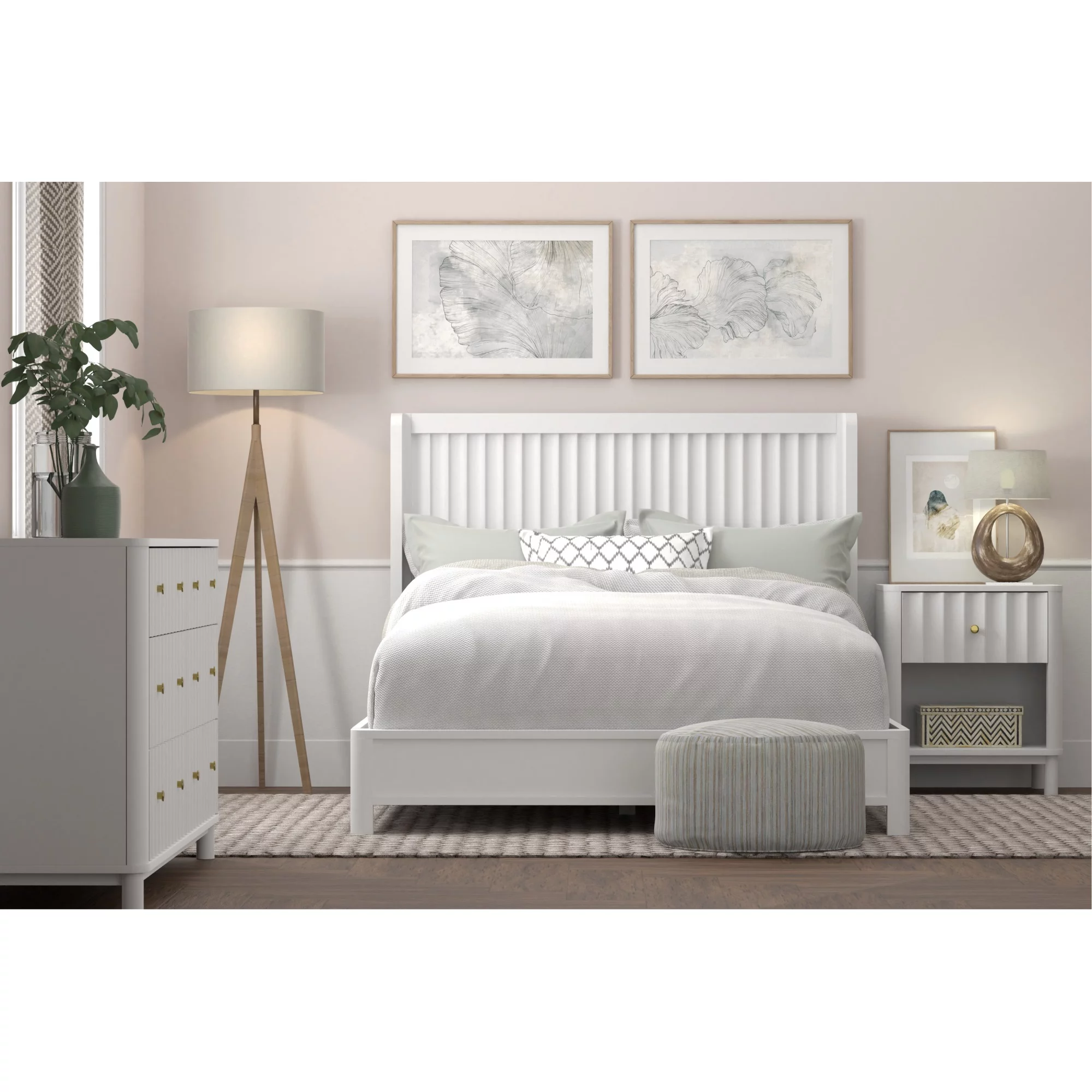Alpine Furniture Stapleton Standard King Panel Bed in White