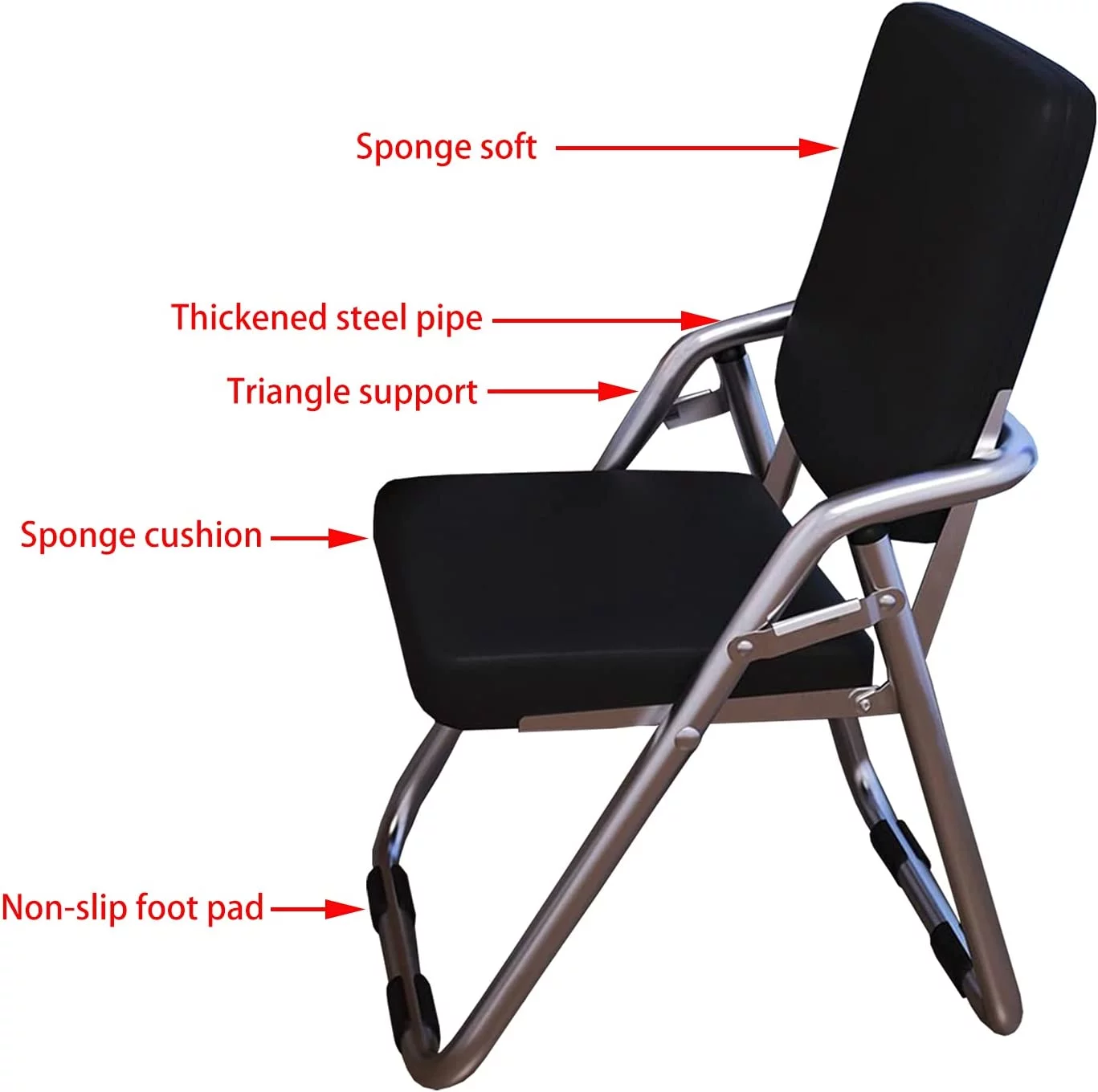 TJUNBOLIFE Folding Office Chair for Small Spaces Ergonomic Comfortable Event Chair with Padded Seats Rocker Chairs Steel Frame Premium Seat Conference Chair 550 Pound 1 Piece Black