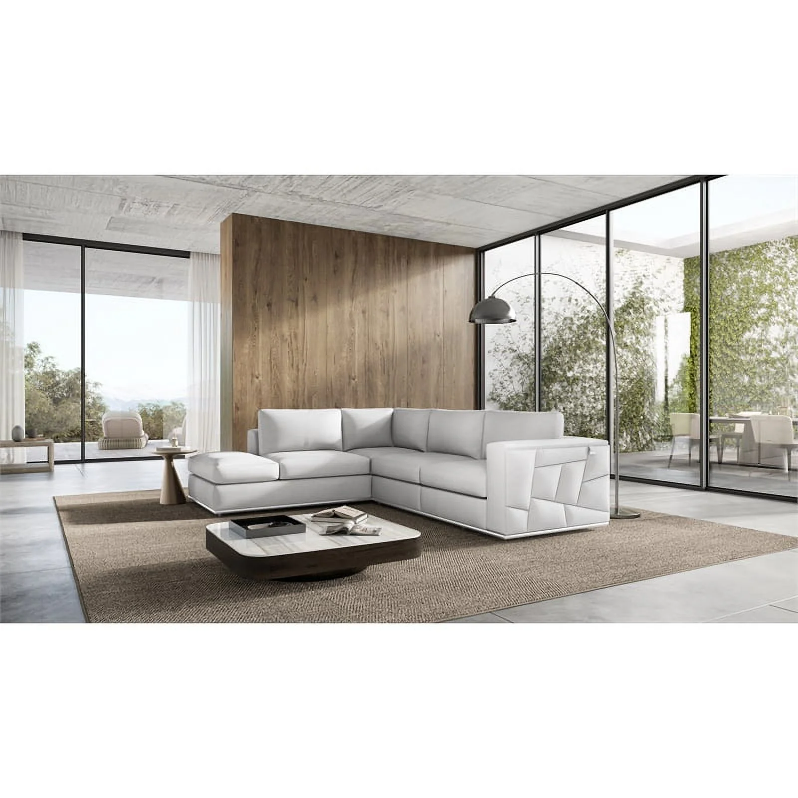 Titan Furnishings Transitional Italian Top Grain Leather Sectional White